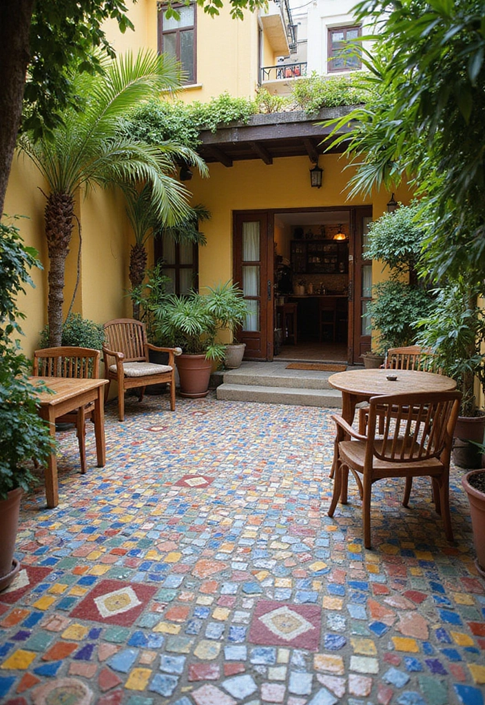 27 Patio Floor Ideas That Upgrade Outdoor Living Instantly 23 27 Patio Floor Ideas That Upgrade Outdoor Living Instantly 23. Mosaic Tiles Colorful and Artistic