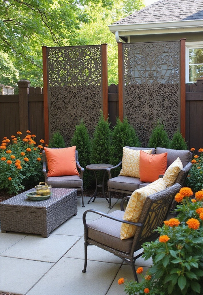 27 Patio Privacy Ideas That Actually Work Beautifully 2. Decorative Privacy Panels