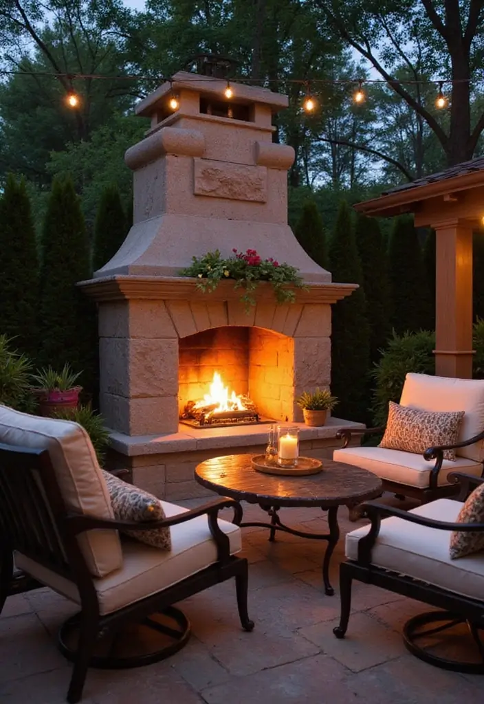 27 Patio Privacy Ideas That Actually Work Beautifully 26. Outdoor Fireplaces