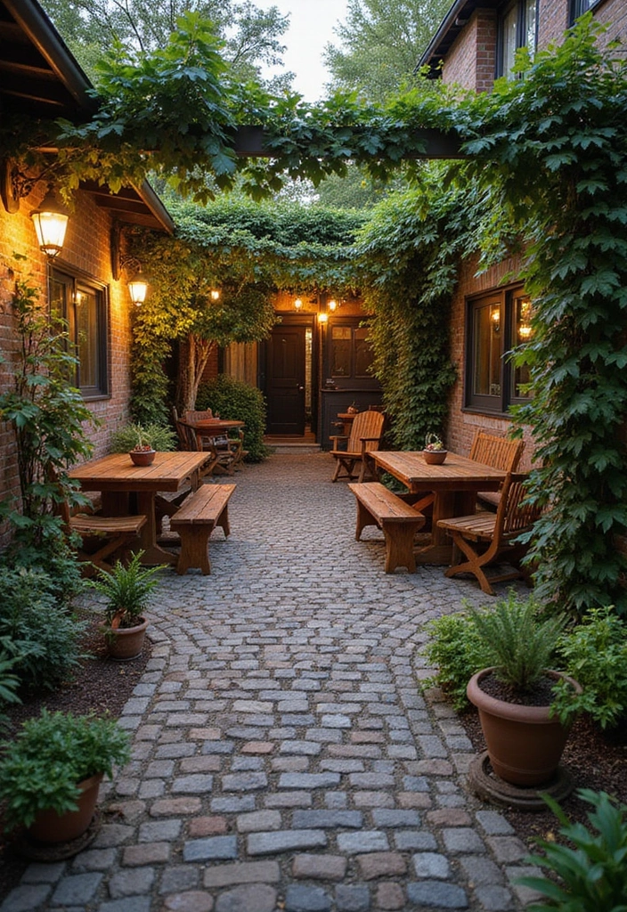 27 Paver Patio Designs That Add Value to Any Home 1. Rustic Cobblestone Charm
