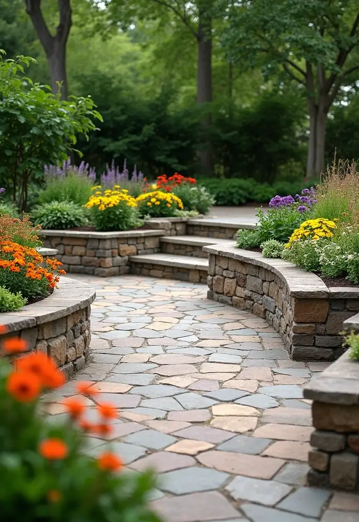 27 Paver Patio Designs That Add Value to Any Home 17. Elevated Flower Bed Borders