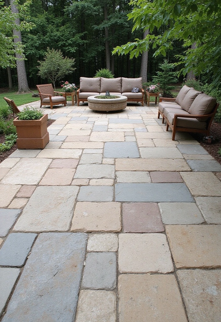 27 Paver Patio Designs That Add Value to Any Home 5. Natural Stone Elegance