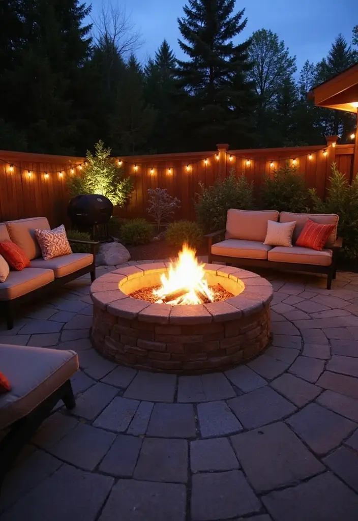 27 Paver Patio Designs That Add Value to Any Home 9. Fire Pit Feature Pavers