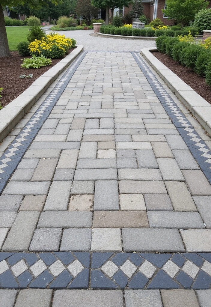 27 Paver Patio Ideas on a Budget That Look Stunning 12. Patterned Paver Borders