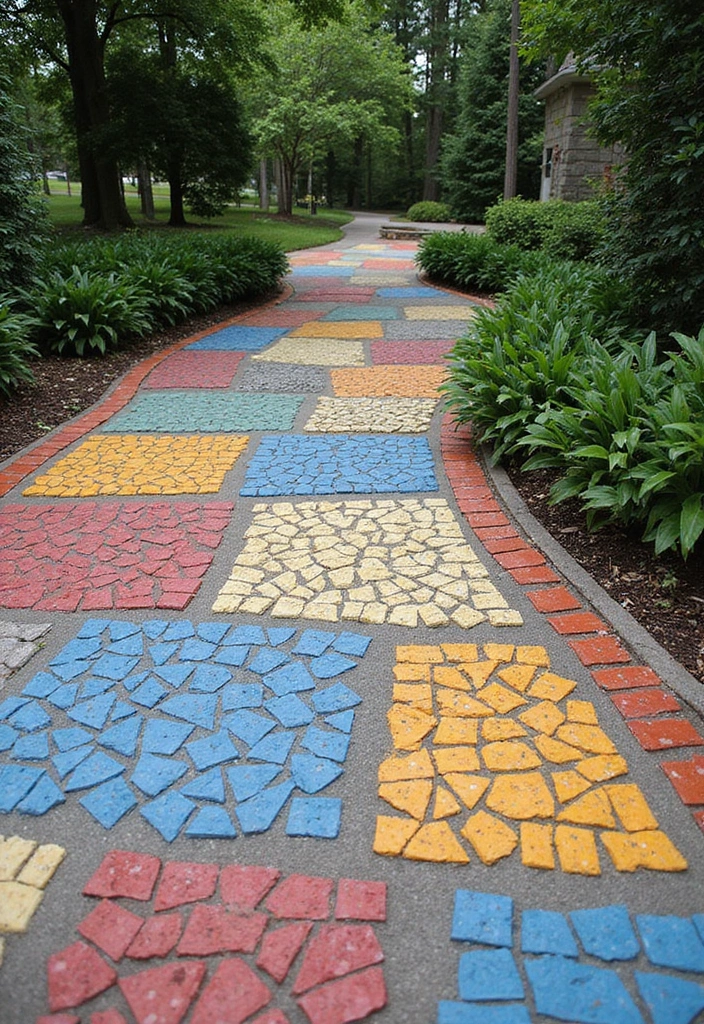 27 Paver Patio Ideas on a Budget That Look Stunning 18. Colorful Mosaic Paver Designs