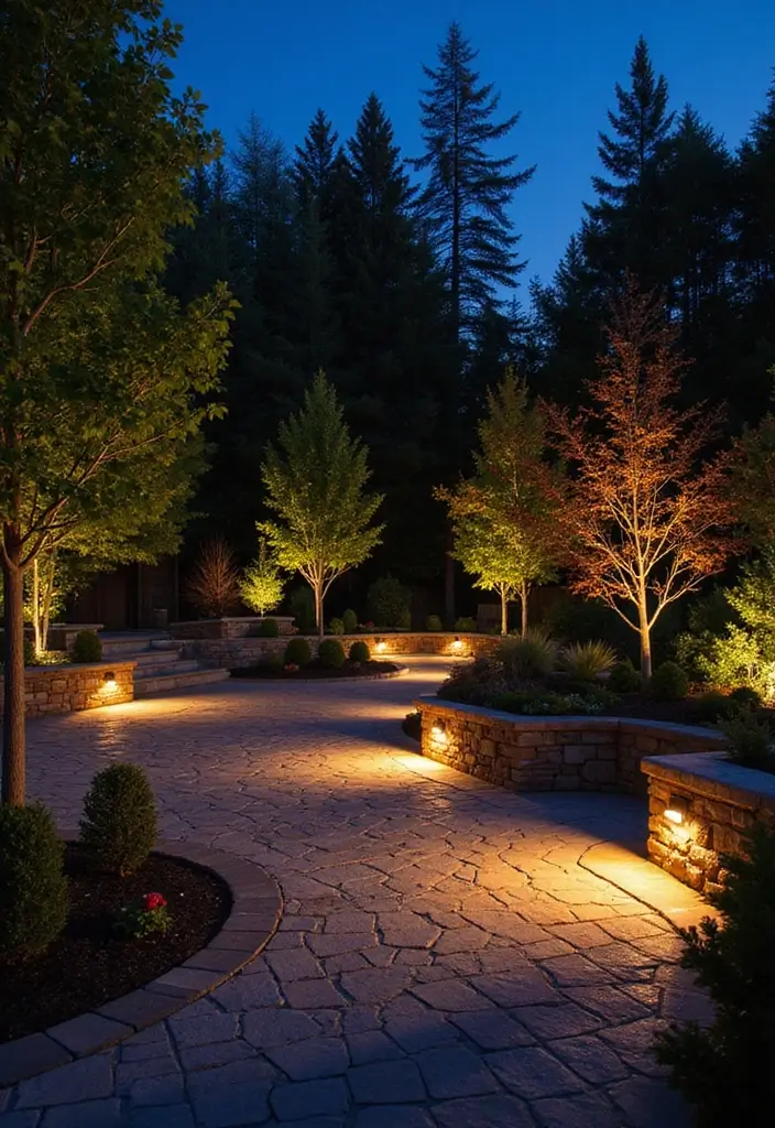 27 Paver Patio Ideas on a Budget That Look Stunning 22. Lighted Paver Patios