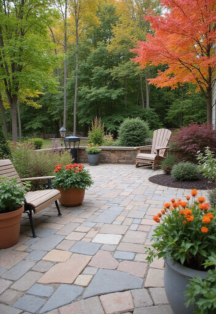 27 Paver Patio Ideas on a Budget That Look Stunning 23. Seasonal Decor with Pavers