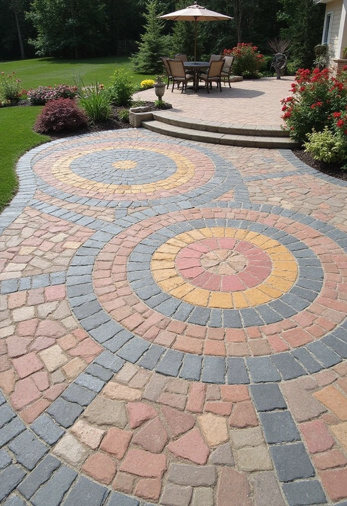 27 Paver Patio Ideas on a Budget That Look Stunning 25. Paver Designs with Artistic Inlays