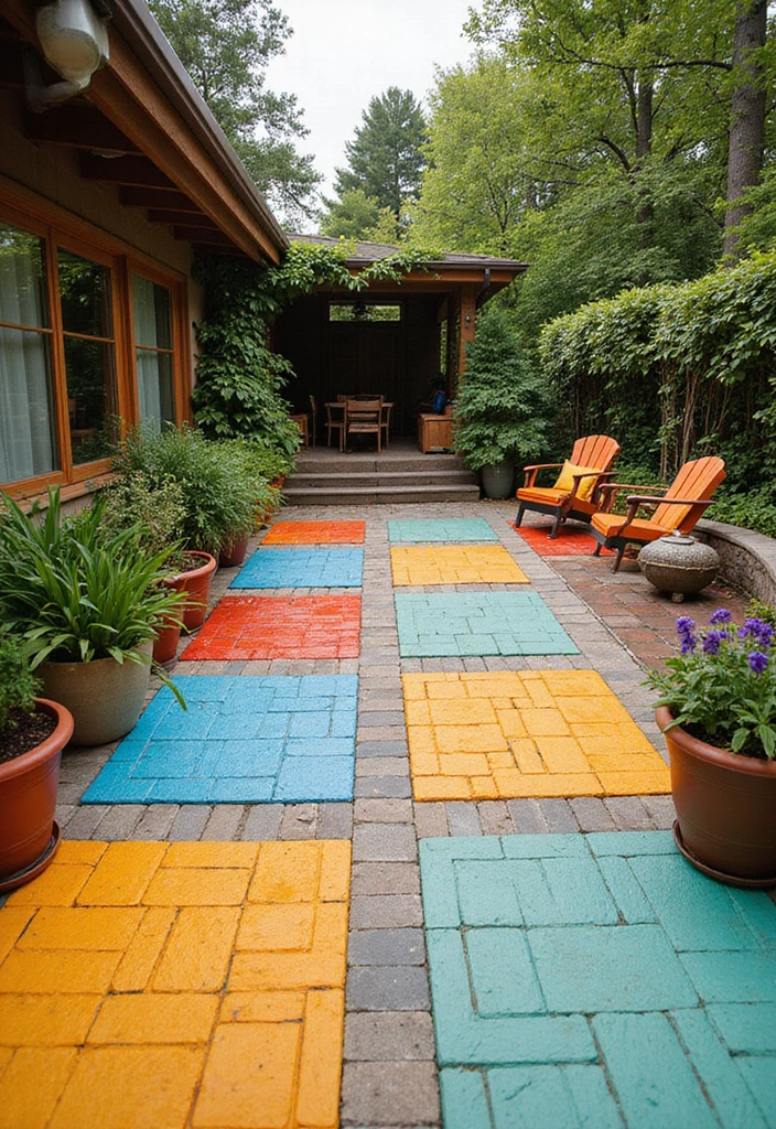 27 Paver Patio Ideas on a Budget That Look Stunning 5. Colorful Paver Patios for a Vibrant Look