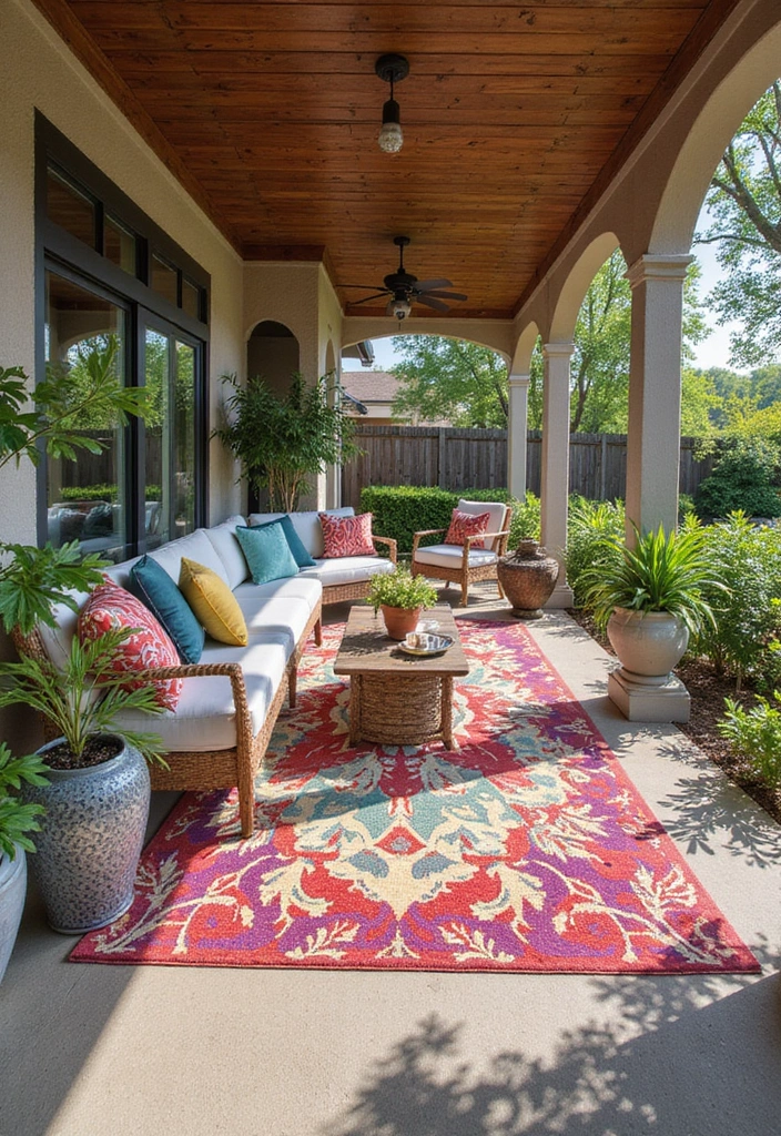 27 Pool and Patio Ideas That Create a Resort Feel at Home 8 27 Pool and Patio Ideas That Create a Resort Feel at Home 8. Vibrant Outdoor Rugs