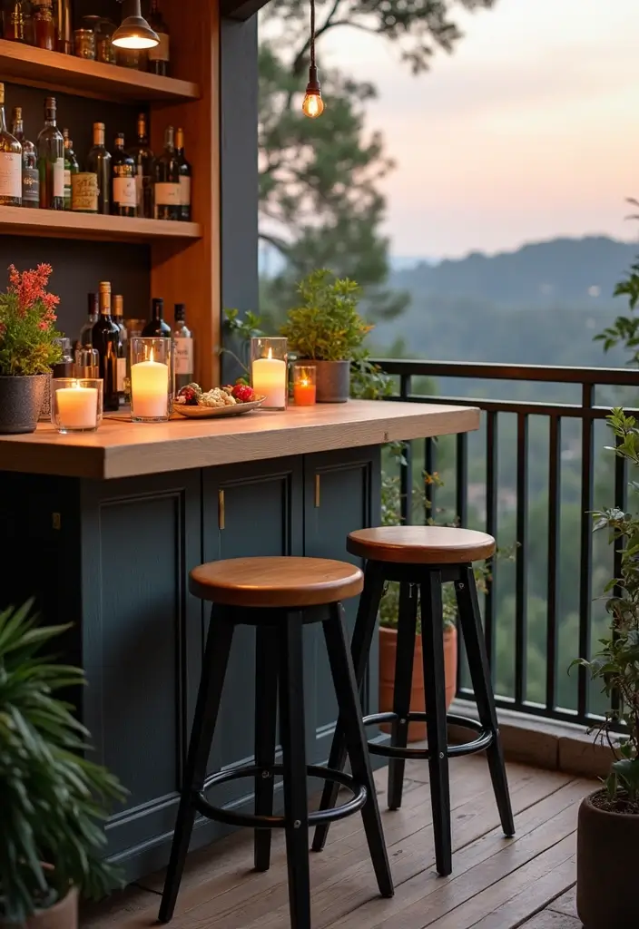 28 Apartment Patio Ideas That Maximize Small Spaces 13. Balcony Bar