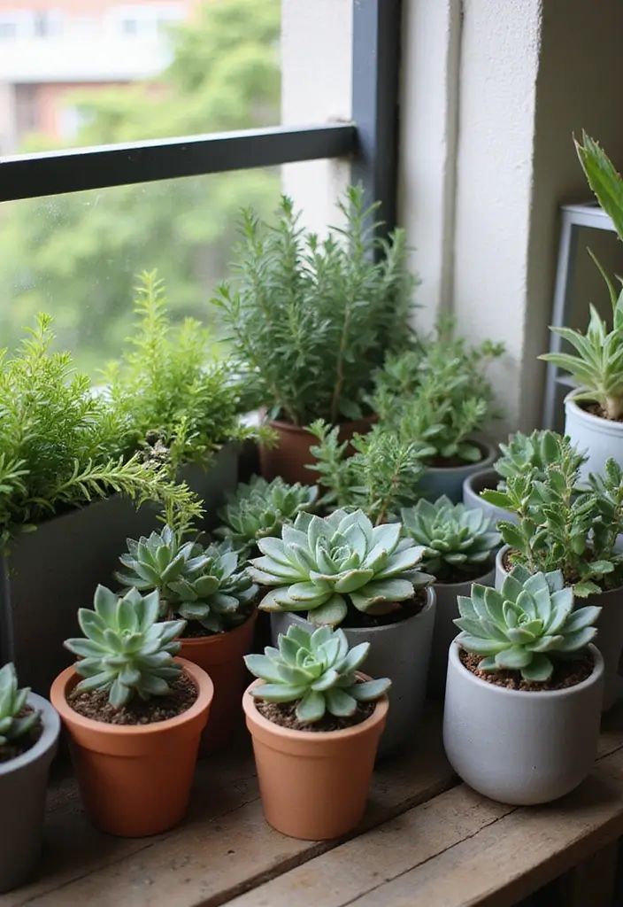 28 Apartment Patio Ideas That Maximize Small Spaces 18. Succulent Corner