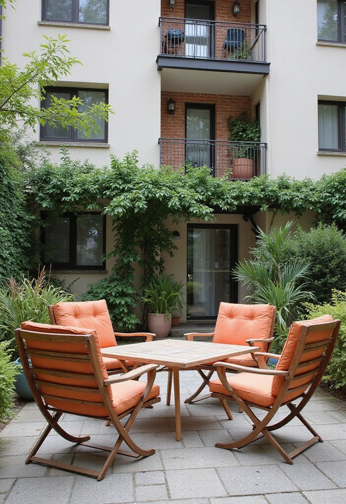 28 Apartment Patio Ideas That Maximize Small Spaces 2. Folding Furniture