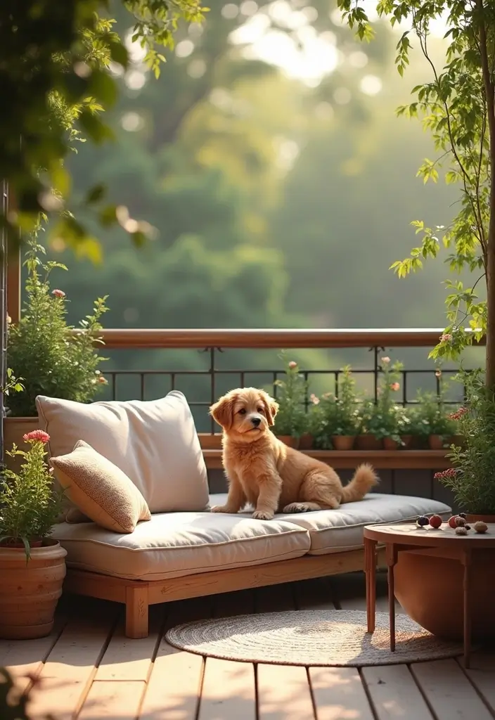 28 Apartment Patio Ideas That Maximize Small Spaces 24. Pet Friendly Patio