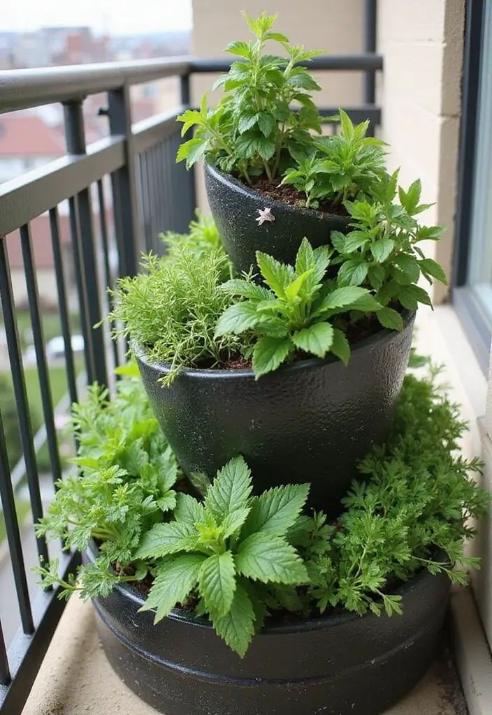 28 Apartment Patio Ideas That Maximize Small Spaces 27. Herb Spiral Garden