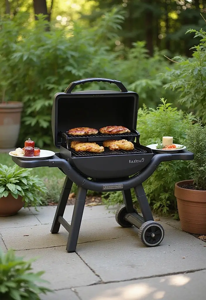 28 Apartment Patio Ideas That Maximize Small Spaces 9. Portable Grill