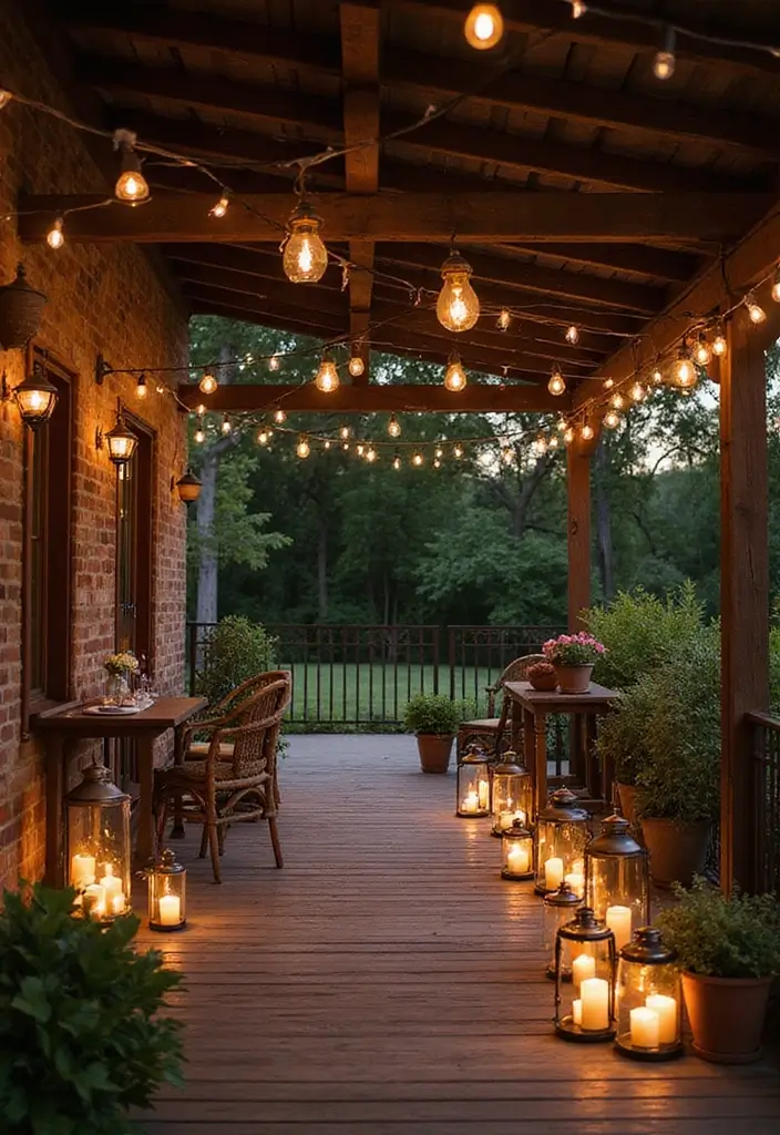 28 Farmhouse Patio Inspirations That Add Rustic Charm 2. Rustic Lanterns