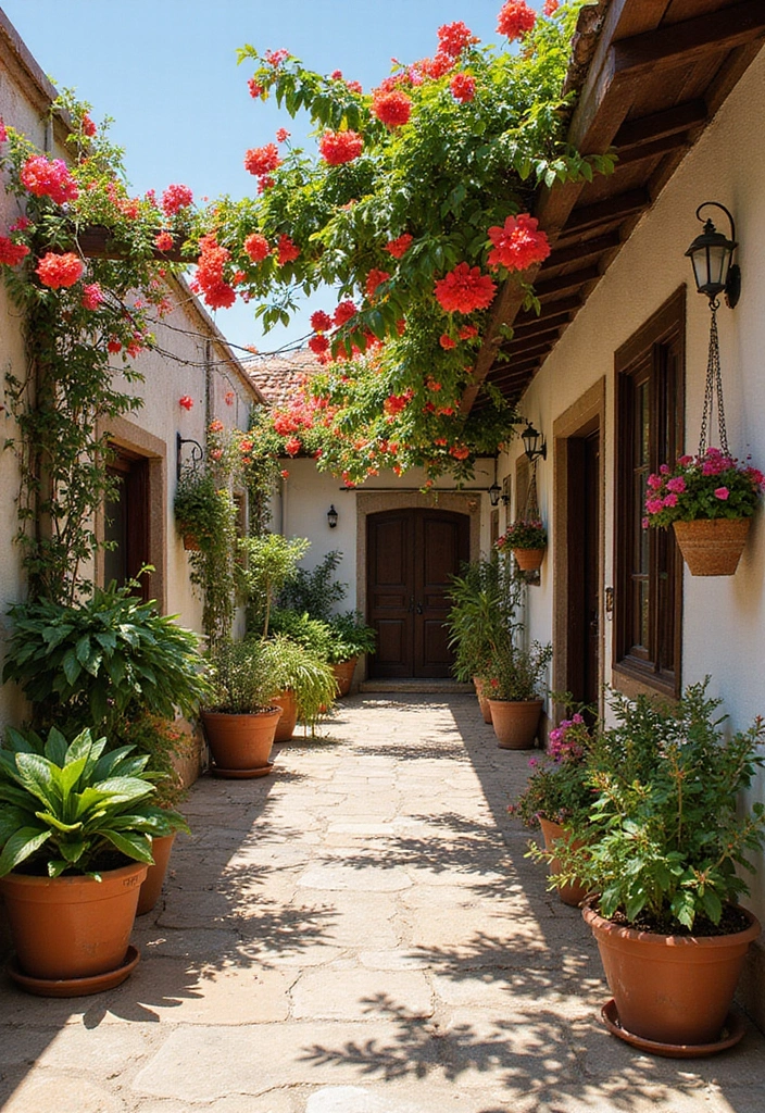 28 Farmhouse Patio Inspirations That Add Rustic Charm 25. Colorful Bougainvillea