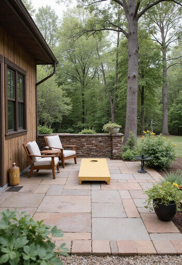 28 Farmhouse Patio Inspirations That Add Rustic Charm 27. Outdoor Games Corner