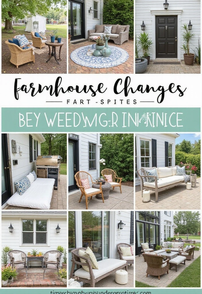 28 Farmhouse Patio Inspirations That Add Rustic Charm 28. Seasonal Decor Swaps