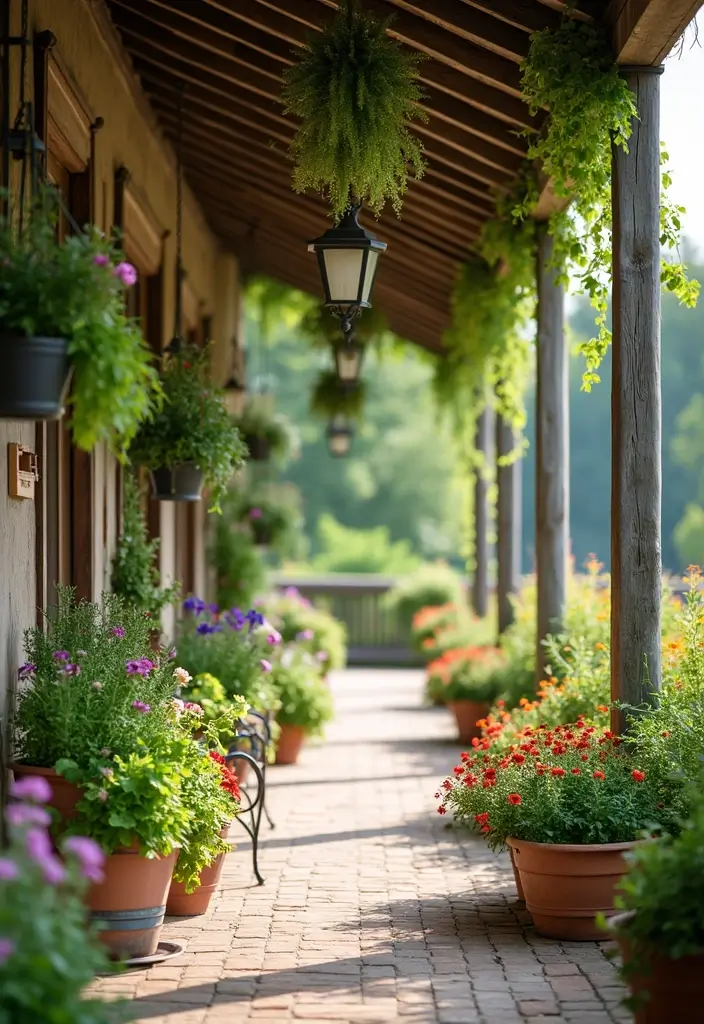28 Farmhouse Patio Inspirations That Add Rustic Charm 9. Hanging Planters