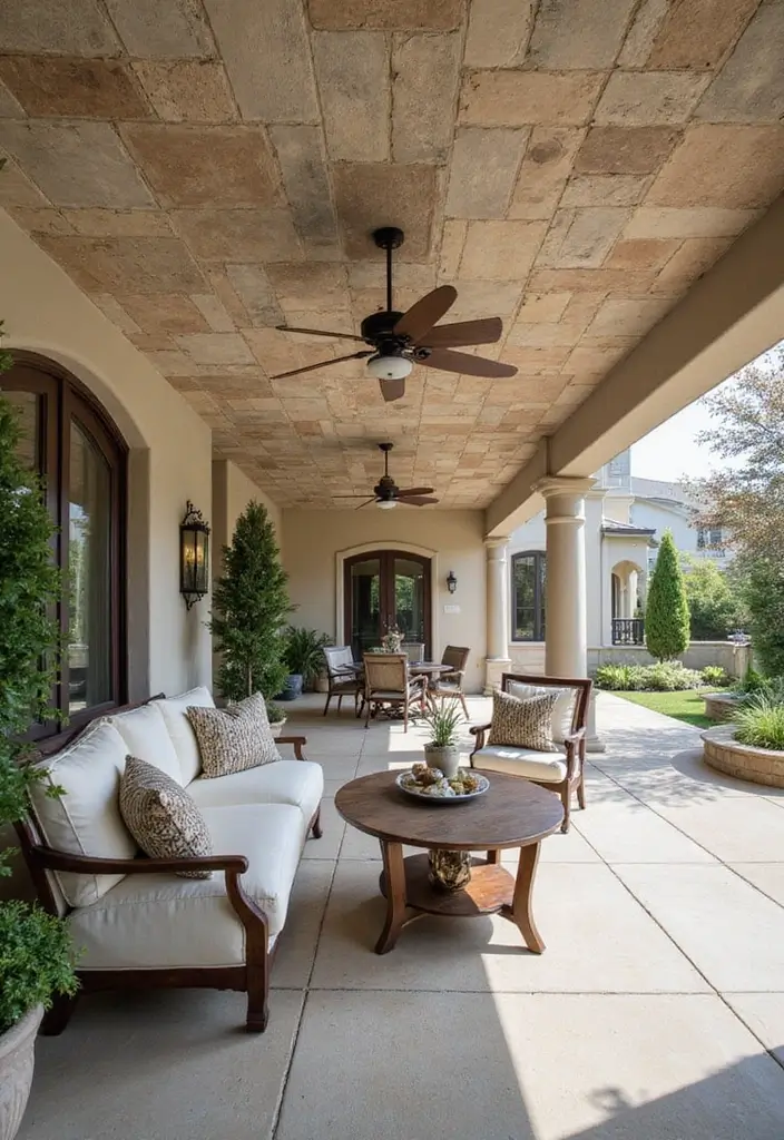 28 Patio Ceiling Ideas That Add Character Overhead 14 28 Patio Ceiling Ideas That Add Character Overhead 14. Faux Stone Panels