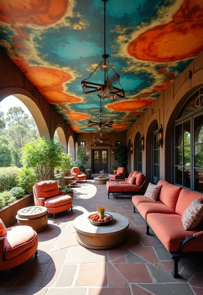 28 Patio Ceiling Ideas That Add Character Overhead 16 28 Patio Ceiling Ideas That Add Character Overhead 16. Artistic Mural Ceilings