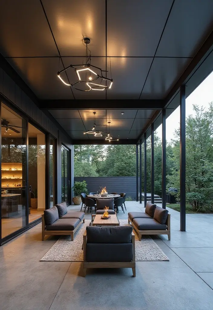 28 Patio Ceiling Ideas That Add Character Overhead 2 28 Patio Ceiling Ideas That Add Character Overhead 2. Modern Metal Accents