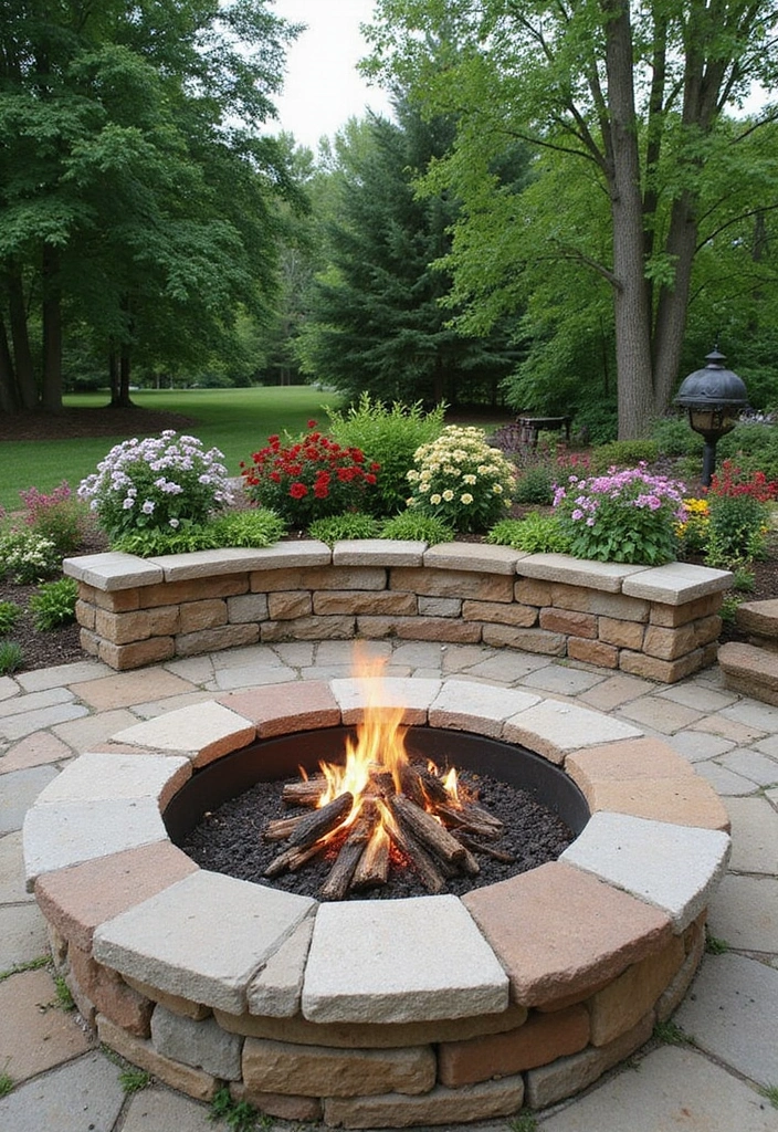 28 Patio Fire Pit Ideas That Make Evenings Unforgettable 10. Fire Pit with Built In Planters