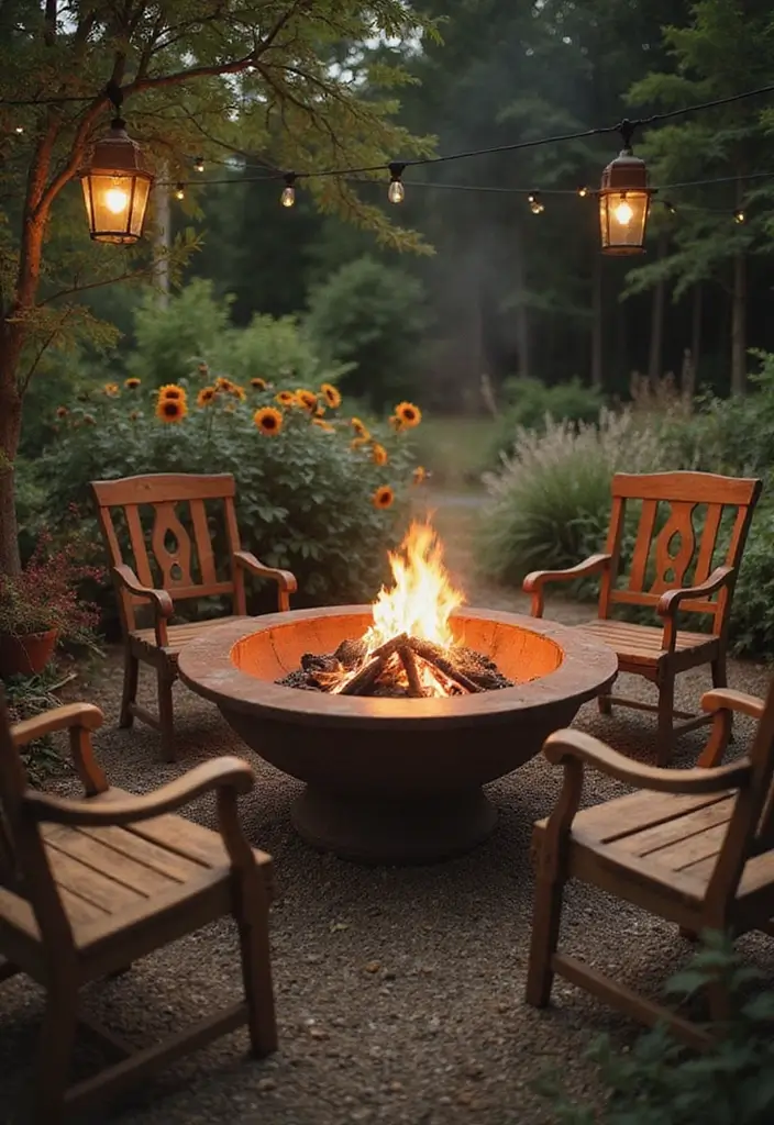 28 Patio Fire Pit Ideas That Make Evenings Unforgettable 17. Vintage Fire Pit Set Up