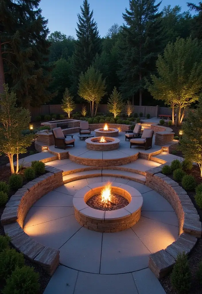 28 Patio Fire Pit Ideas That Make Evenings Unforgettable 18. Multi Level Fire Pit Area