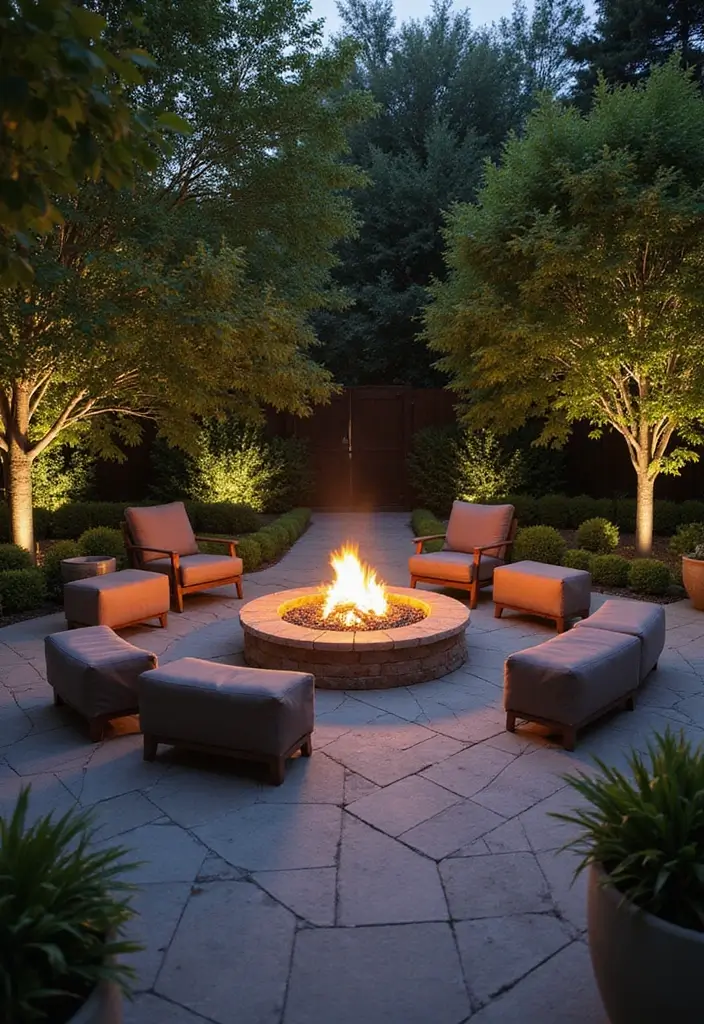 28 Patio Fire Pit Ideas That Make Evenings Unforgettable 24. Fire Pit with Movable Seating