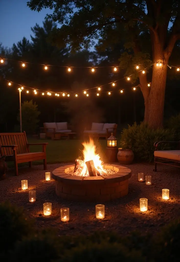 28 Patio Fire Pit Ideas That Make Evenings Unforgettable 25. Fire Pit with Mood Lighting