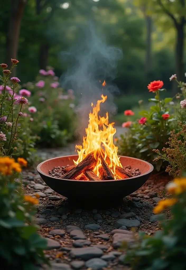 28 Patio Fire Pit Ideas That Make Evenings Unforgettable 28. Fire Pit Surrounded by Native Plants