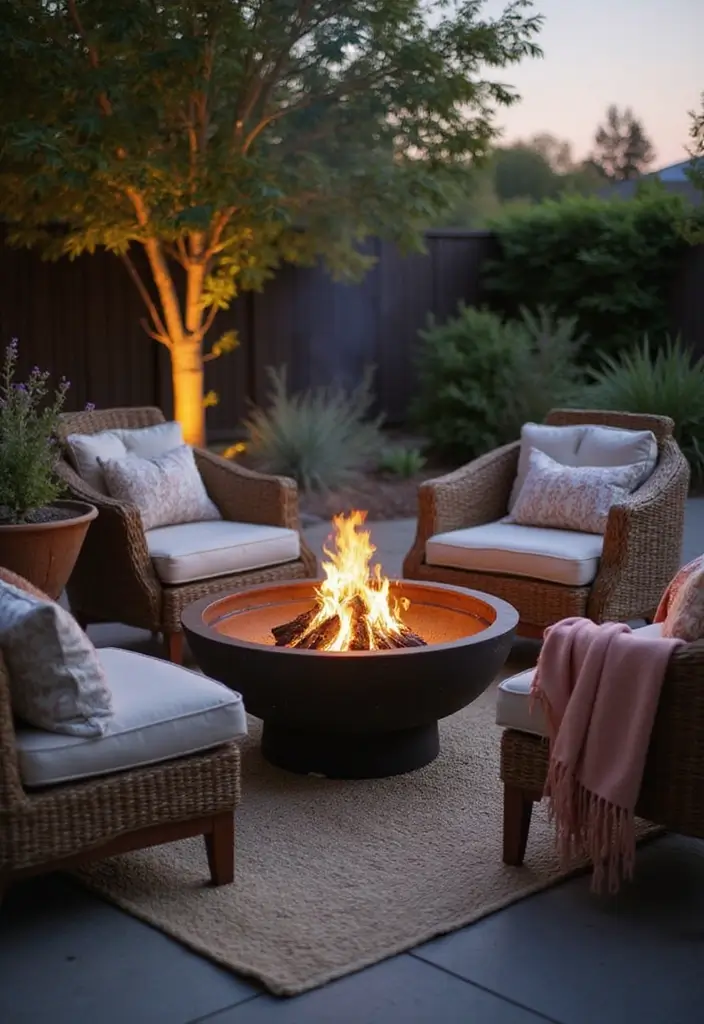 28 Patio Fire Pit Ideas That Make Evenings Unforgettable 7. Compact Fire Bowl