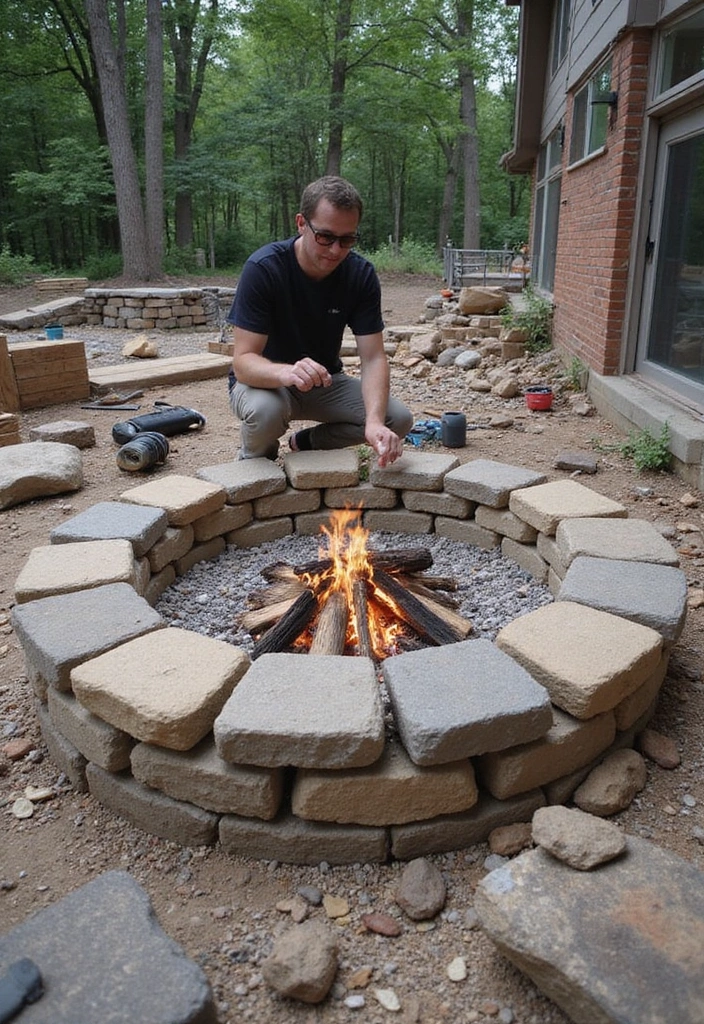 28 Patio Fire Pit Ideas That Make Evenings Unforgettable 9. DIY Stone Fire Pit