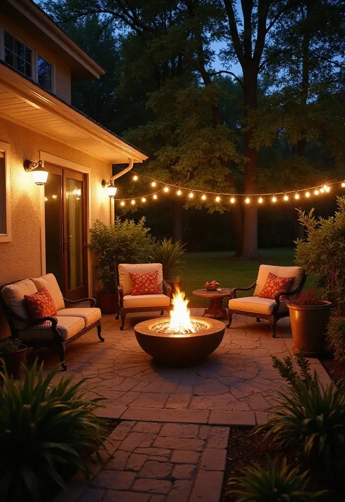 28 Patio Layout Ideas That Balance Style and Function 10. Warm Ambiance