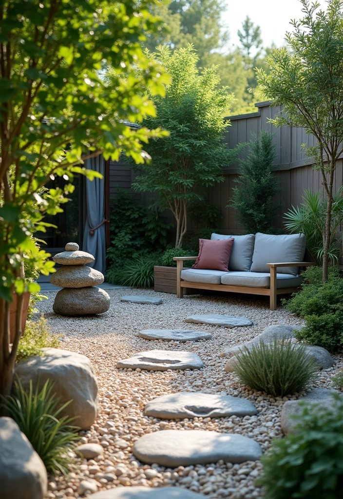 28 Patio Layout Ideas That Balance Style and Function 8. Zen Garden Vibes