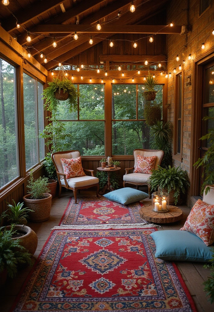 28 Screened In Patio Inspirations That Extend Outdoor Living 4. Bohemian Vibes