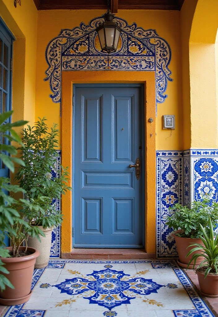 28 Spanish Style Patio Inspirations Full of Warmth 1. Vibrant Tile Murals