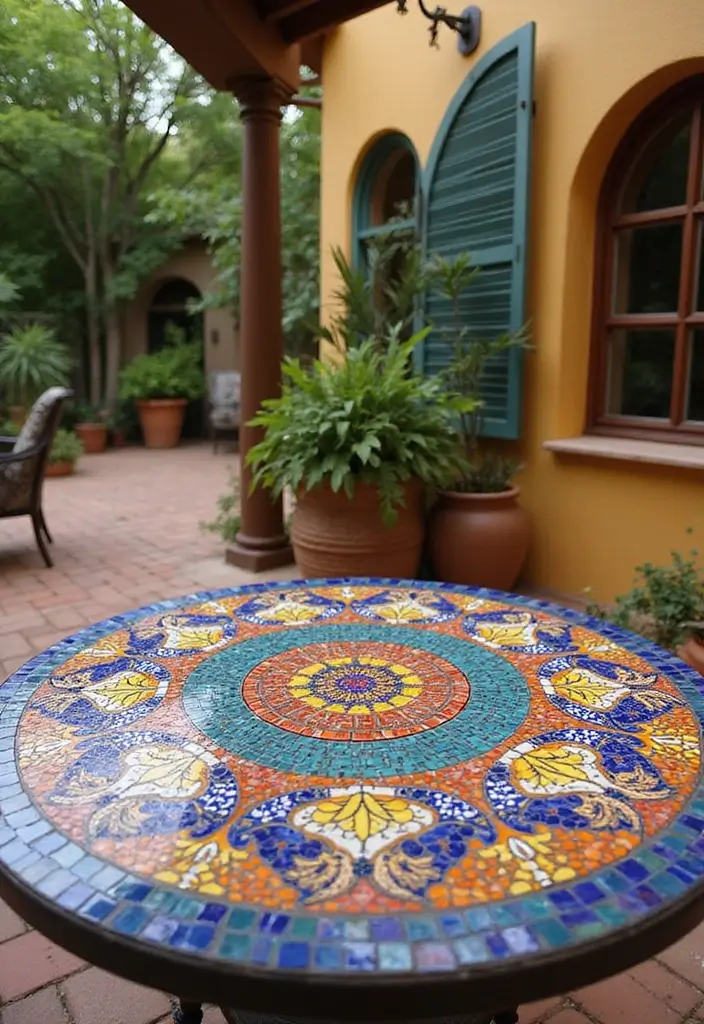 28 Spanish Style Patio Inspirations Full of Warmth 11. Mosaic Tabletops