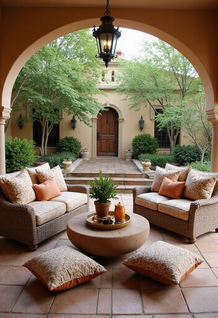 28 Spanish Style Patio Inspirations Full of Warmth 14. Textured Fabrics
