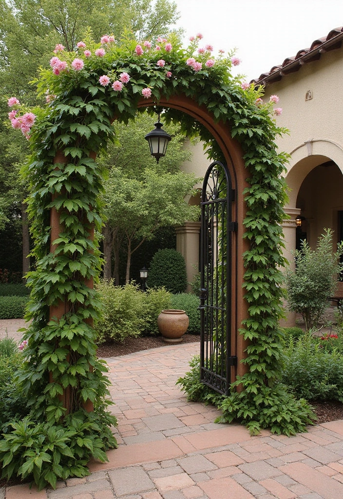 28 Spanish Style Patio Inspirations Full of Warmth 19. Charming Garden Arches