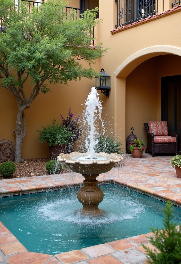 28 Spanish Style Patio Inspirations Full of Warmth 22. Playful Splash Zones