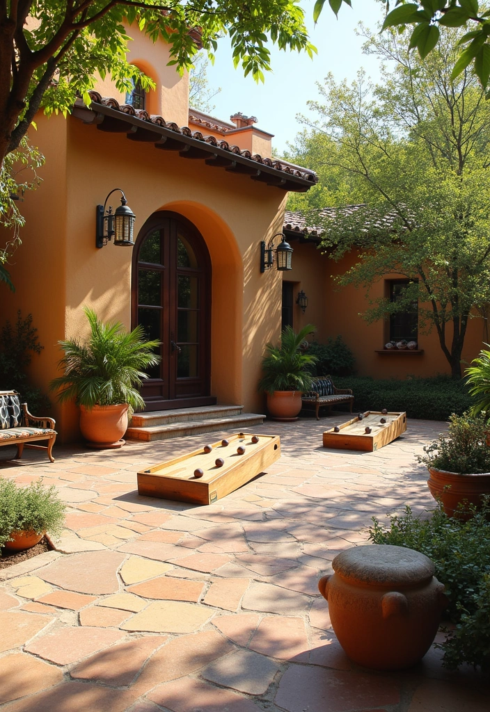 28 Spanish Style Patio Inspirations Full of Warmth 27. Unique Outdoor Games