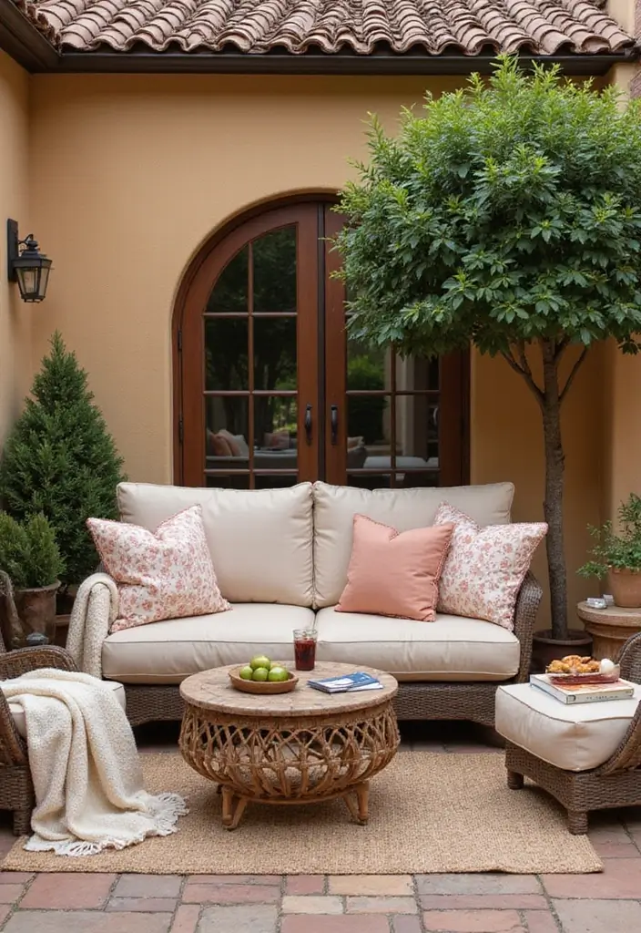 28 Spanish Style Patio Inspirations Full of Warmth 3. Cozy Seating Arrangements