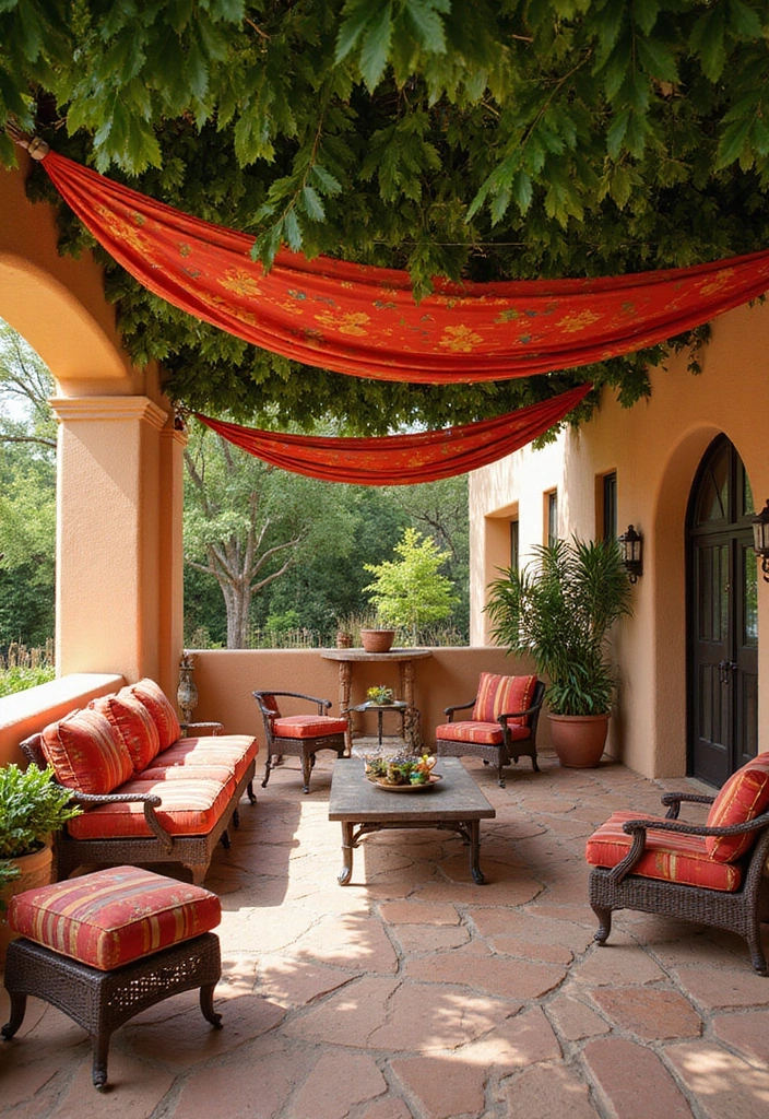 28 Spanish Style Patio Inspirations Full of Warmth 6. Lush Canopies