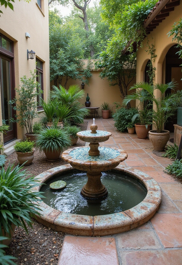 28 Spanish Style Patio Inspirations Full of Warmth 9. Water Features