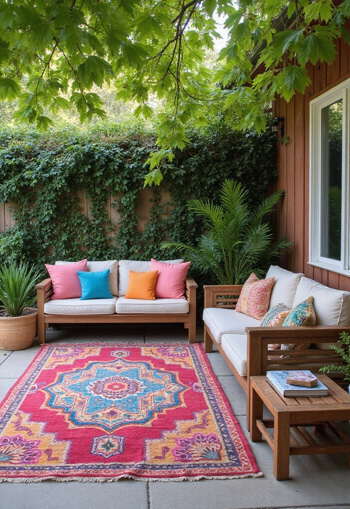 29 Cozy Patio Designs That Feel Like a Second Living Room 7 29 Cozy Patio Designs That Feel Like a Second Living Room 7. Add a Splash of Color with Outdoor Rugs