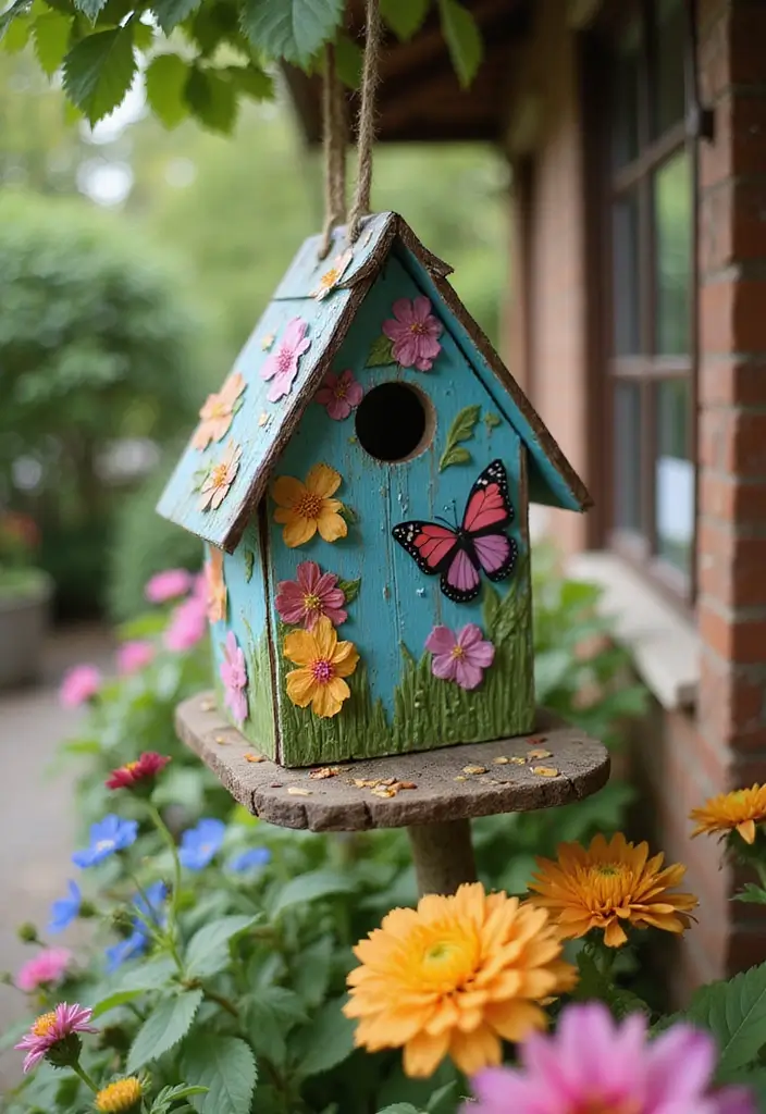 29 Front Patio Ideas That Boost Curb Appeal 20. Artistic Birdhouses